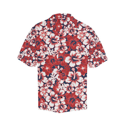 Red Hibiscus Pattern Print Design HB01 Men Hawaiian Shirt-JorJune