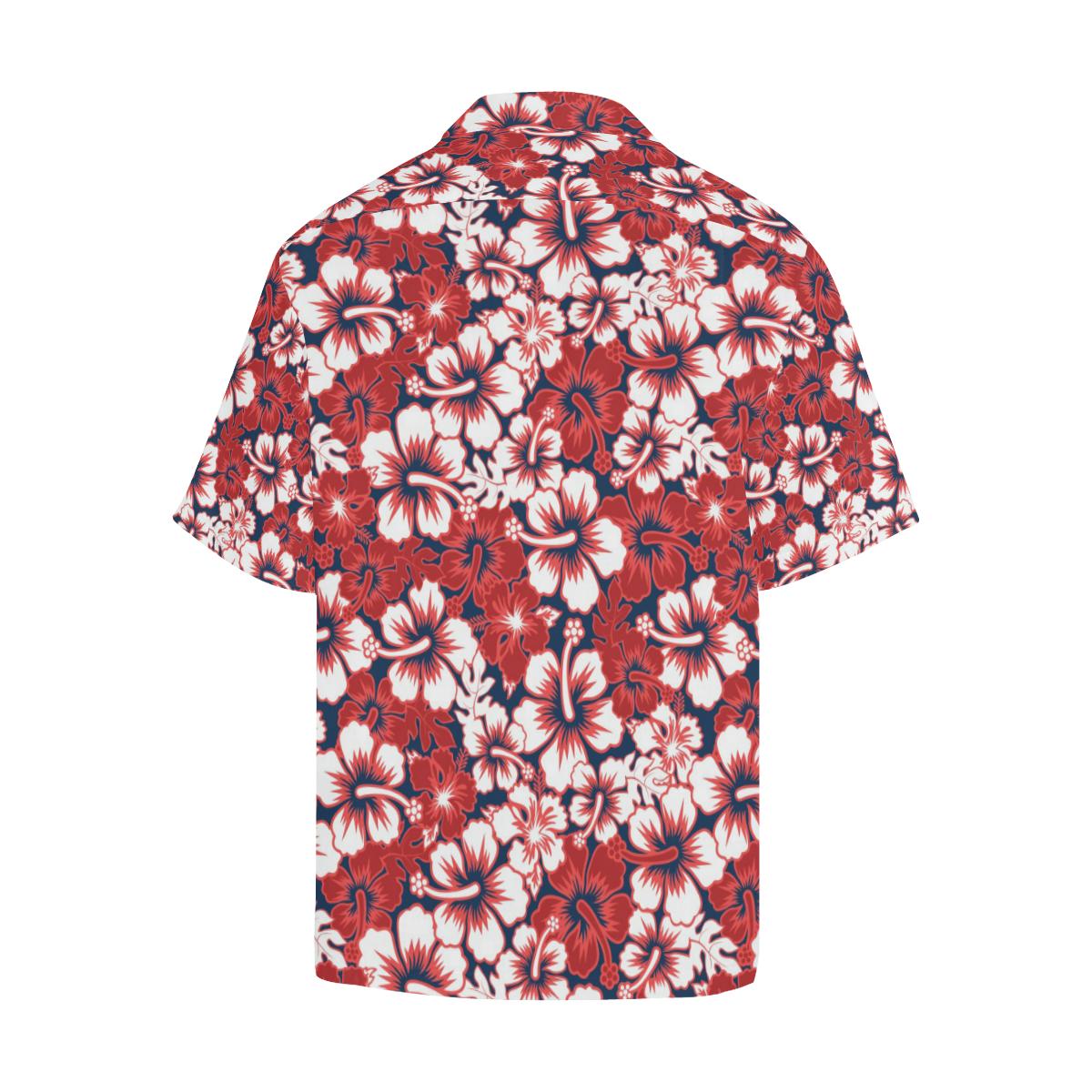 Red Hibiscus Pattern Print Design HB01 Men Hawaiian Shirt-JorJune
