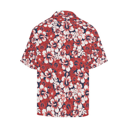 Red Hibiscus Pattern Print Design HB01 Men Hawaiian Shirt-JorJune