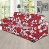 Red Hibiscus Pattern Print Design HB01 Sofa Slipcover-JORJUNE.COM