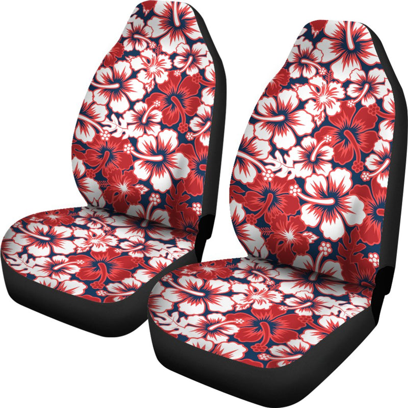 Red Hibiscus Pattern Print Design HB01 Universal Fit Car Seat Covers-JorJune