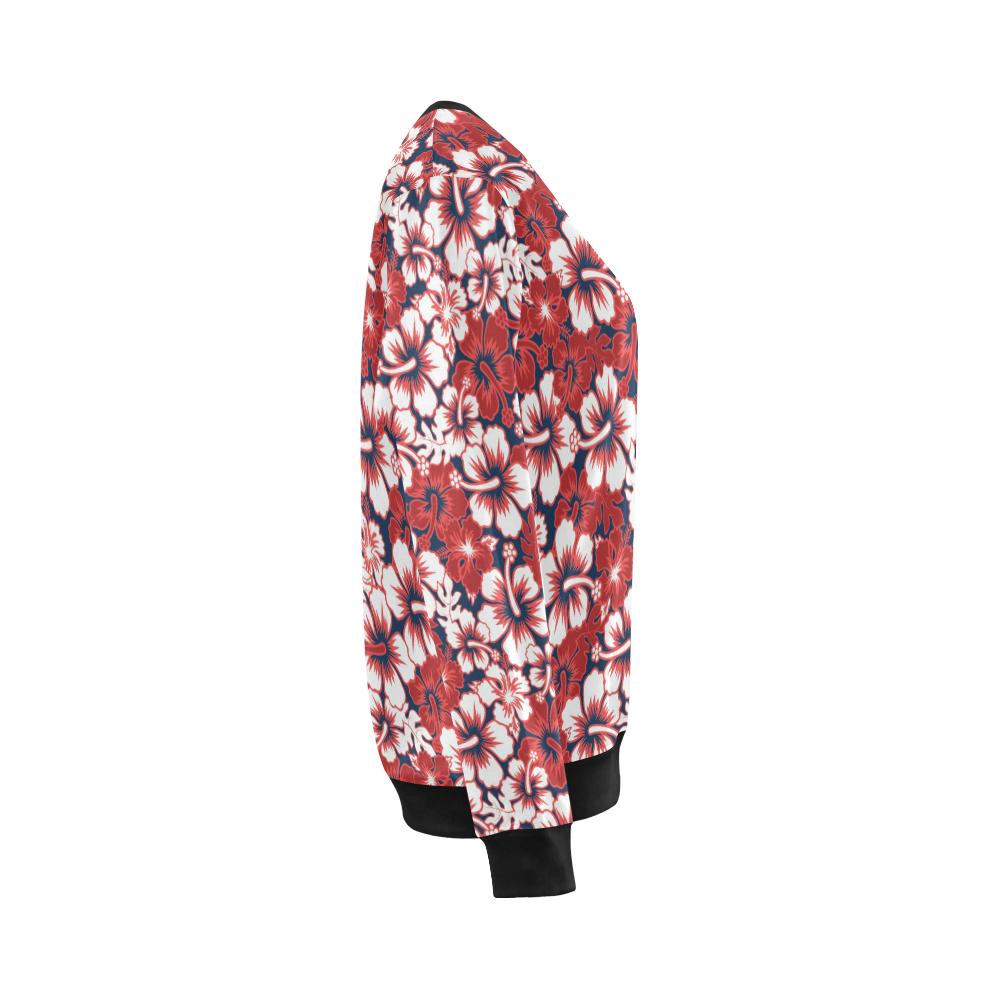 Red Hibiscus Pattern Print Design HB01 Women Long Sleeve Sweatshirt-JorJune
