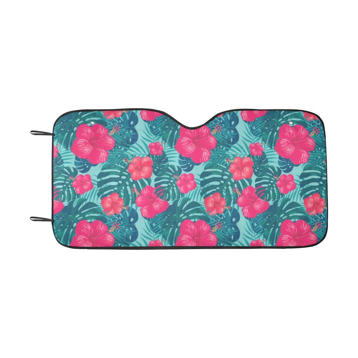 Red Hibiscus Pattern Print Design HB017 Car Sun Shade-JorJune