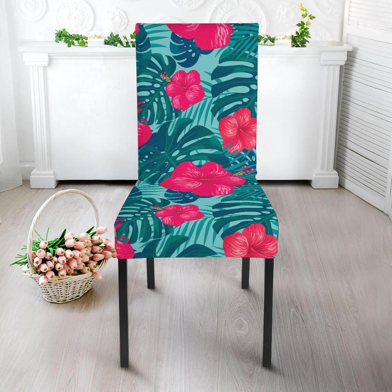 Red Hibiscus Pattern Print Design HB017 Dining Chair Slipcover-JORJUNE.COM