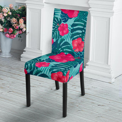 Red Hibiscus Pattern Print Design HB017 Dining Chair Slipcover-JORJUNE.COM