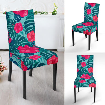 Red Hibiscus Pattern Print Design HB017 Dining Chair Slipcover-JORJUNE.COM