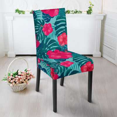 Red Hibiscus Pattern Print Design HB017 Dining Chair Slipcover-JORJUNE.COM