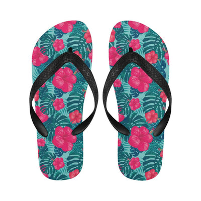 Red Hibiscus Pattern Print Design HB017 Flip Flops-JorJune