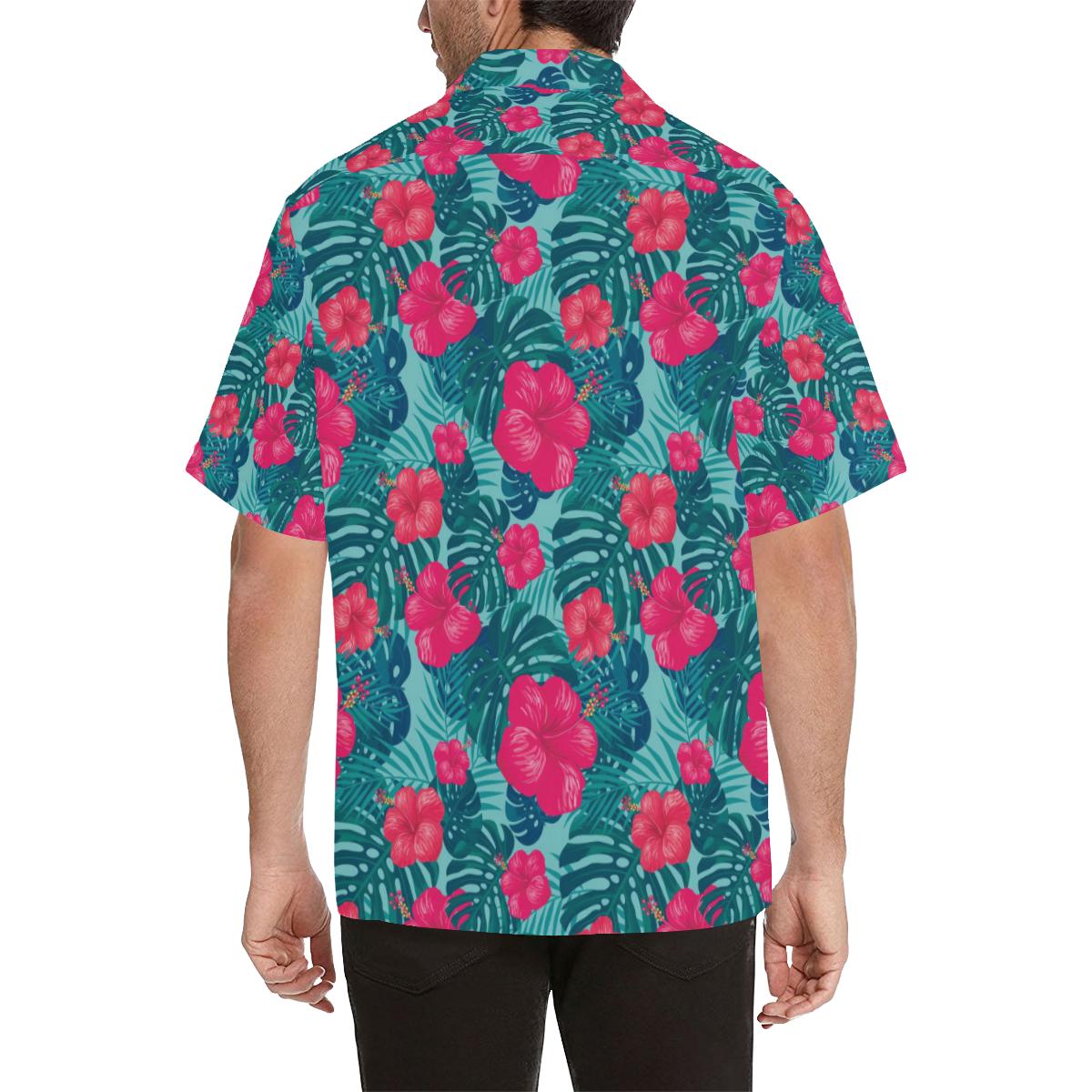 Red Hibiscus Pattern Print Design HB017 Men Hawaiian Shirt-JorJune