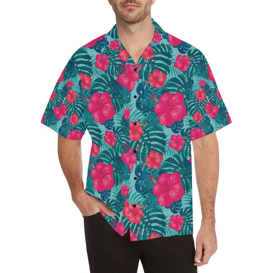 Red Hibiscus Pattern Print Design HB017 Men Hawaiian Shirt-JorJune