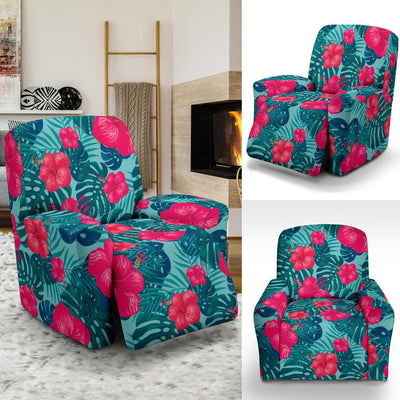 Red Hibiscus Pattern Print Design HB017 Recliner Slipcover-JORJUNE.COM