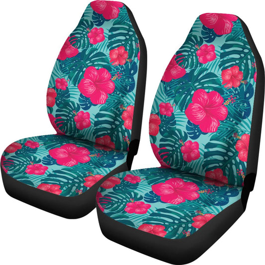 Red Hibiscus Pattern Print Design HB017 Universal Fit Car Seat Covers-JorJune