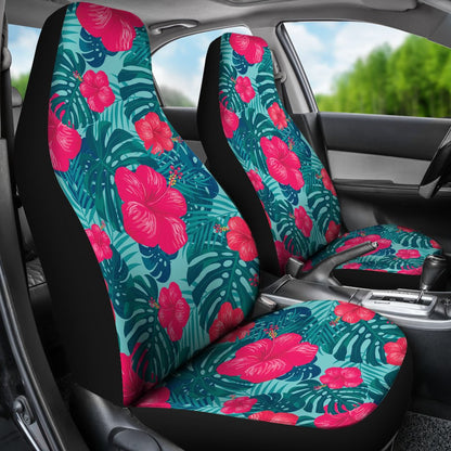 Red Hibiscus Pattern Print Design HB017 Universal Fit Car Seat Covers-JorJune