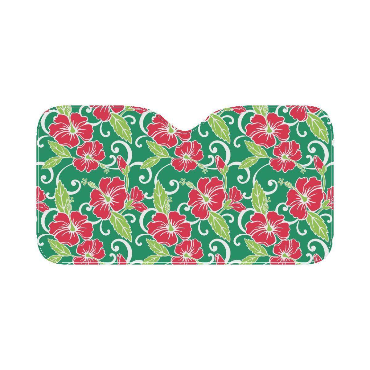 Red Hibiscus Pattern Print Design HB019 Car Sun Shade-JorJune