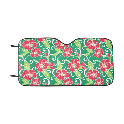 Red Hibiscus Pattern Print Design HB019 Car Sun Shade-JorJune