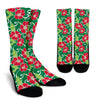 Red Hibiscus Pattern Print Design HB019 Crew Socks-JORJUNE.COM