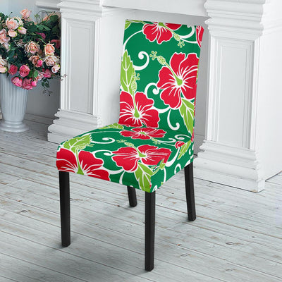 Red Hibiscus Pattern Print Design HB019 Dining Chair Slipcover-JORJUNE.COM