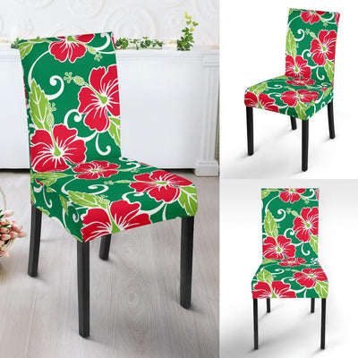 Red Hibiscus Pattern Print Design HB019 Dining Chair Slipcover-JORJUNE.COM