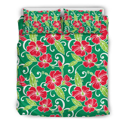 Red Hibiscus Pattern Print Design HB019 Duvet Cover Bedding Set-JORJUNE.COM