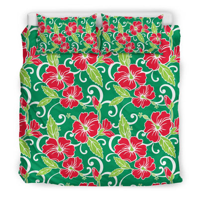 Red Hibiscus Pattern Print Design HB019 Duvet Cover Bedding Set-JORJUNE.COM