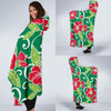 Red Hibiscus Pattern Print Design HB019 Hooded Blanket-JORJUNE.COM