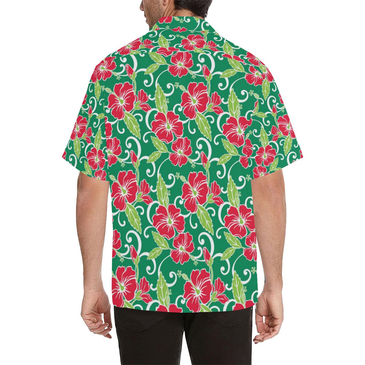 Red Hibiscus Pattern Print Design HB019 Men Hawaiian Shirt-JorJune