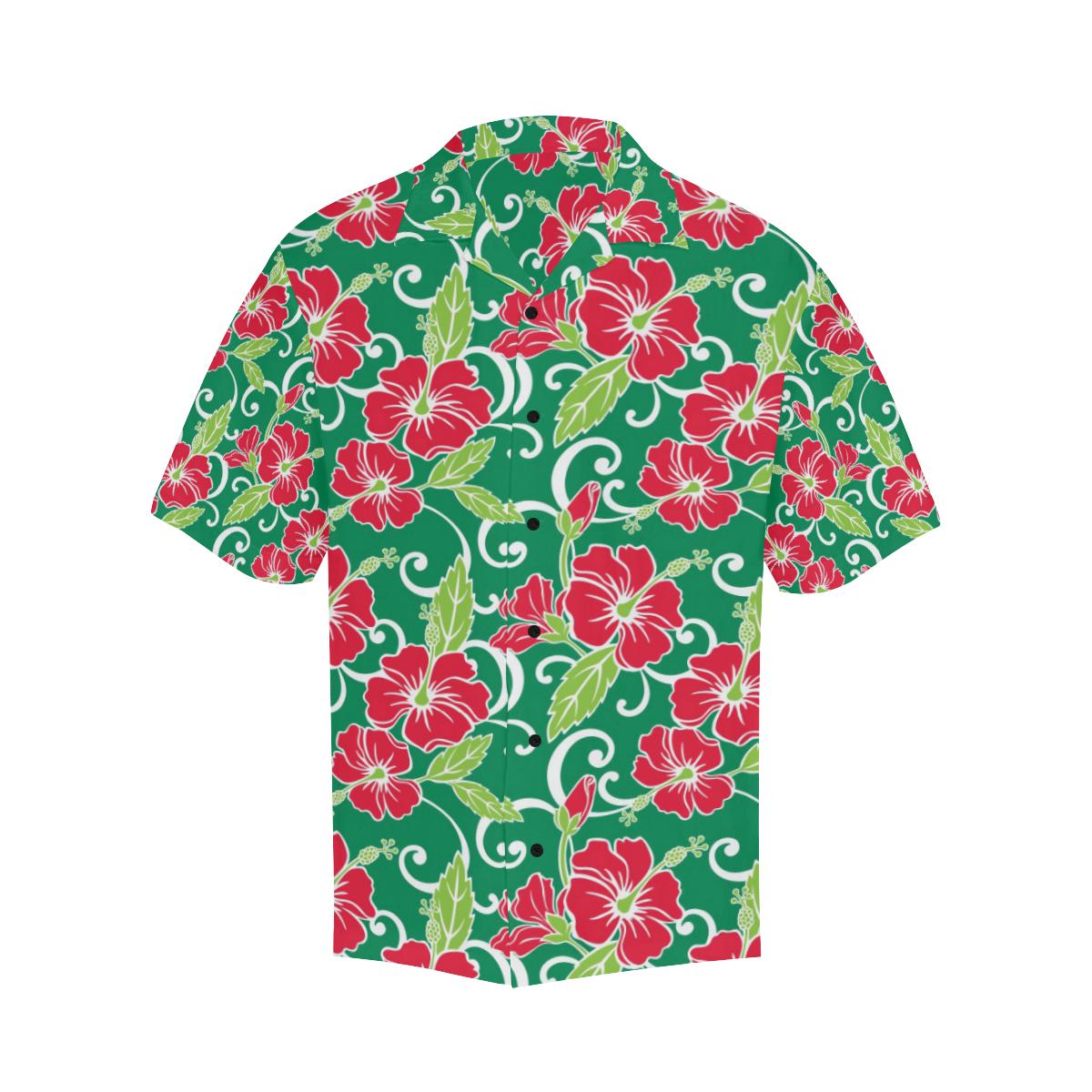 Red Hibiscus Pattern Print Design HB019 Men Hawaiian Shirt-JorJune