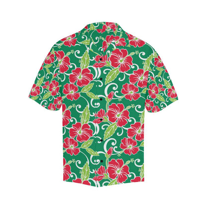 Red Hibiscus Pattern Print Design HB019 Men Hawaiian Shirt-JorJune