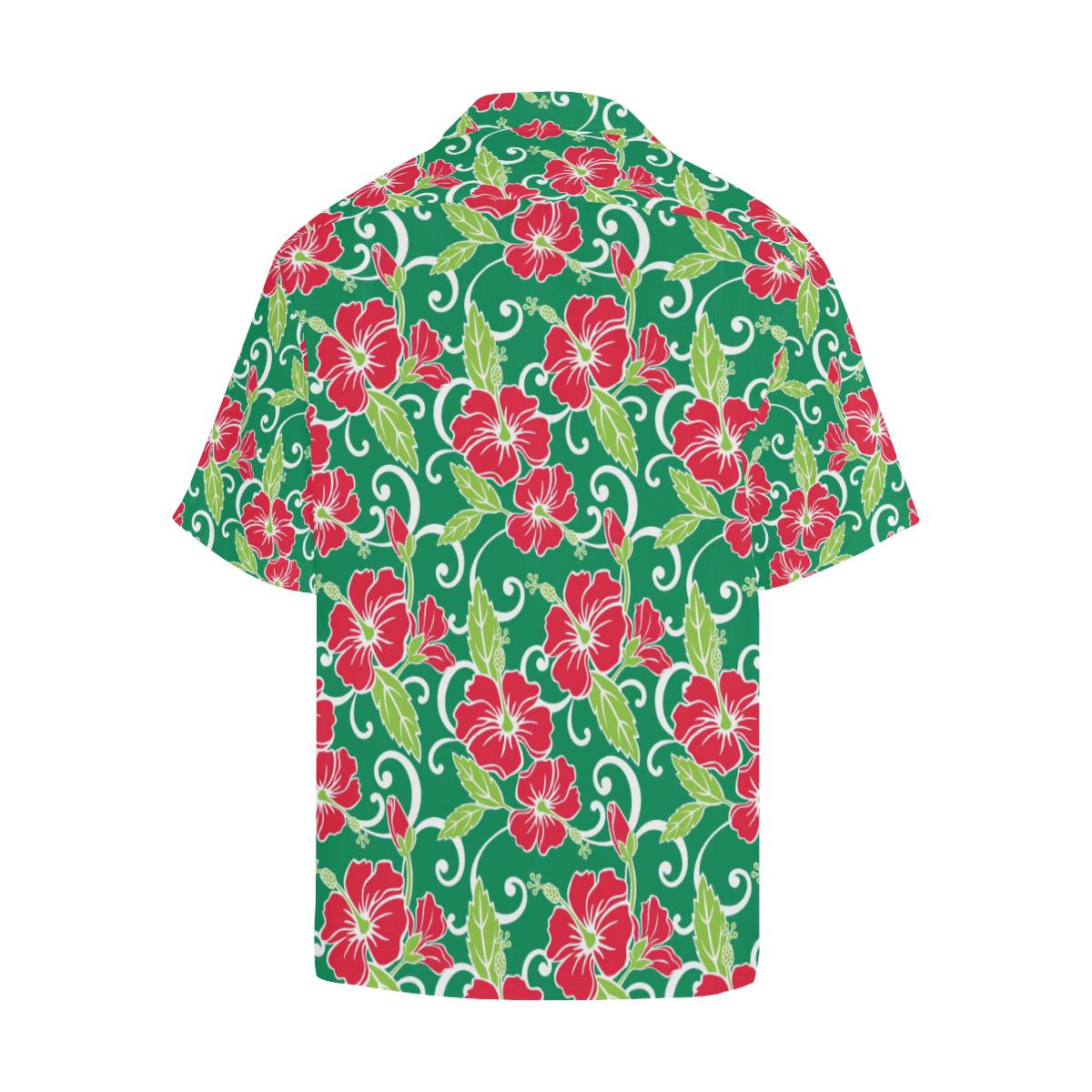 Red Hibiscus Pattern Print Design HB019 Men Hawaiian Shirt-JorJune