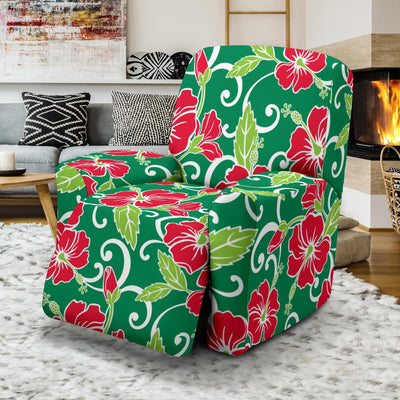 Red Hibiscus Pattern Print Design HB019 Recliner Slipcover-JORJUNE.COM