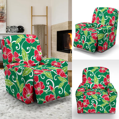 Red Hibiscus Pattern Print Design HB019 Recliner Slipcover-JORJUNE.COM