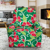 Red Hibiscus Pattern Print Design HB019 Recliner Slipcover-JORJUNE.COM