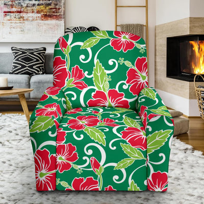 Red Hibiscus Pattern Print Design HB019 Recliner Slipcover-JORJUNE.COM