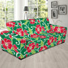 Red Hibiscus Pattern Print Design HB019 Sofa Slipcover-JORJUNE.COM