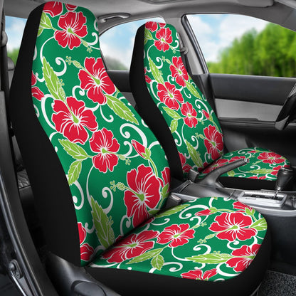 Red Hibiscus Pattern Print Design HB019 Universal Fit Car Seat Covers-JorJune