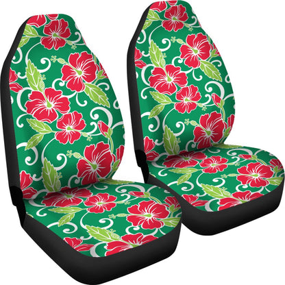 Red Hibiscus Pattern Print Design HB019 Universal Fit Car Seat Covers-JorJune