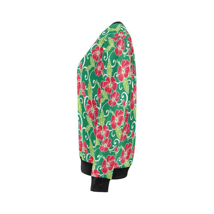 Red Hibiscus Pattern Print Design HB019 Women Long Sleeve Sweatshirt-JorJune