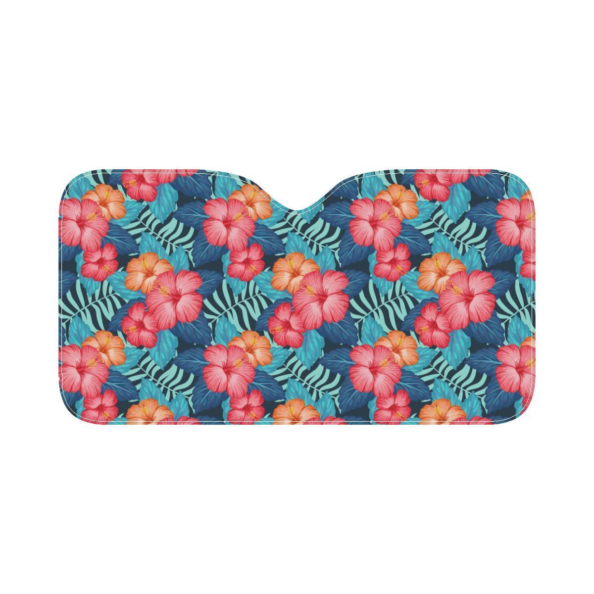 Red Hibiscus Pattern Print Design HB02 Car Sun Shade-JorJune