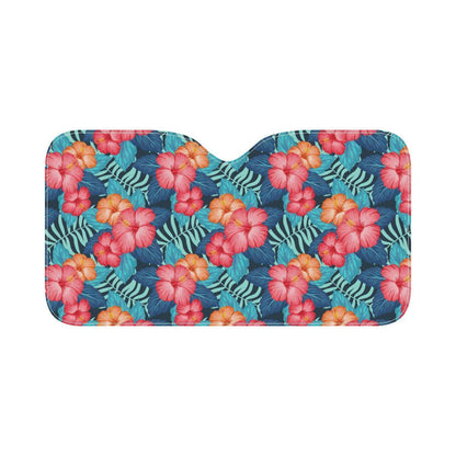 Red Hibiscus Pattern Print Design HB02 Car Sun Shade-JorJune