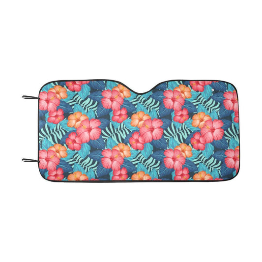 Red Hibiscus Pattern Print Design HB02 Car Sun Shade-JorJune