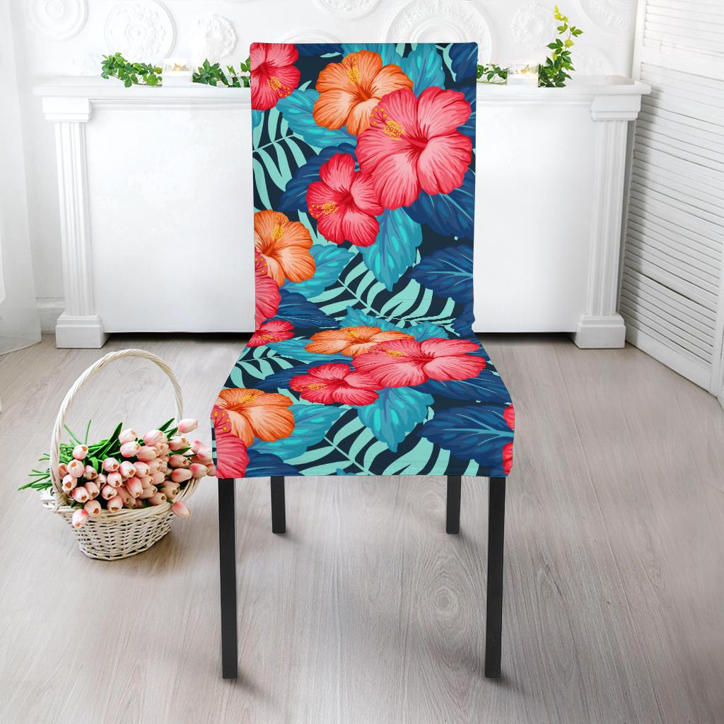 Red Hibiscus Pattern Print Design HB02 Dining Chair Slipcover-JORJUNE.COM