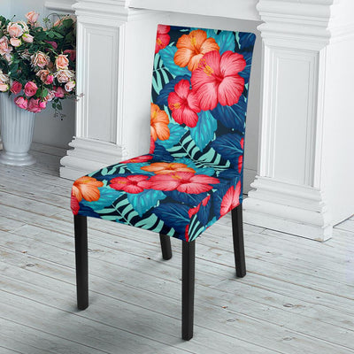 Red Hibiscus Pattern Print Design HB02 Dining Chair Slipcover-JORJUNE.COM