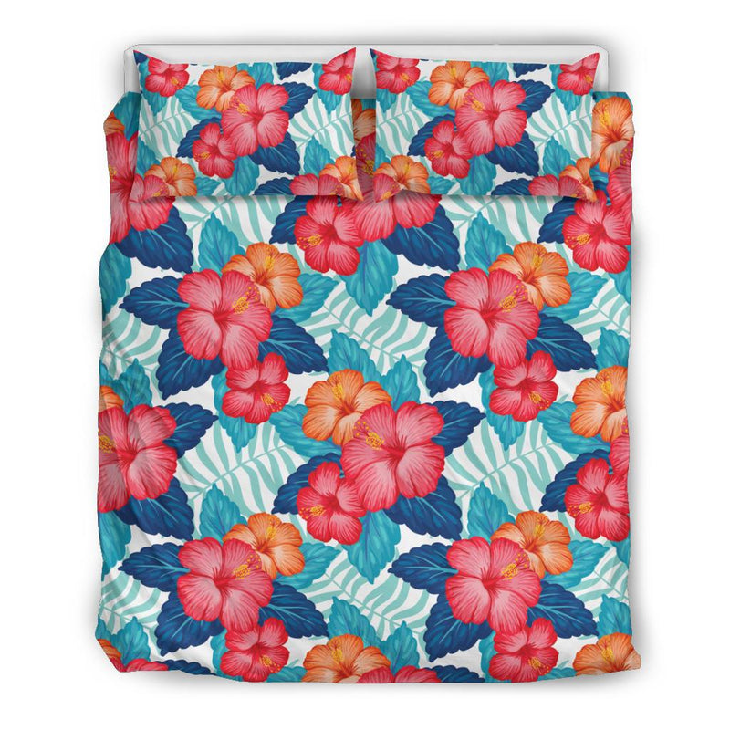 Red Hibiscus Pattern Print Design HB02 Duvet Cover Bedding Set-JORJUNE.COM