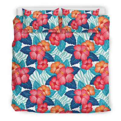 Red Hibiscus Pattern Print Design HB02 Duvet Cover Bedding Set-JORJUNE.COM