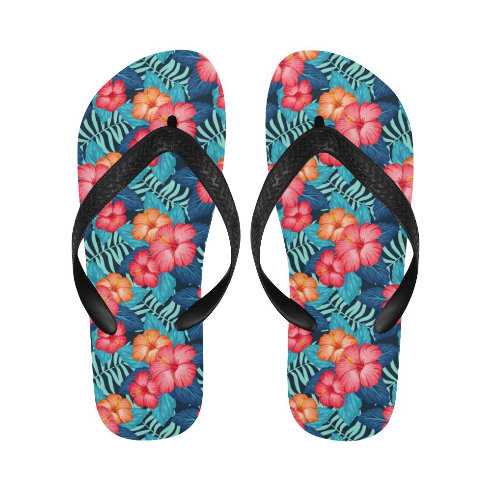 Red Hibiscus Pattern Print Design HB02 Flip Flops-JorJune