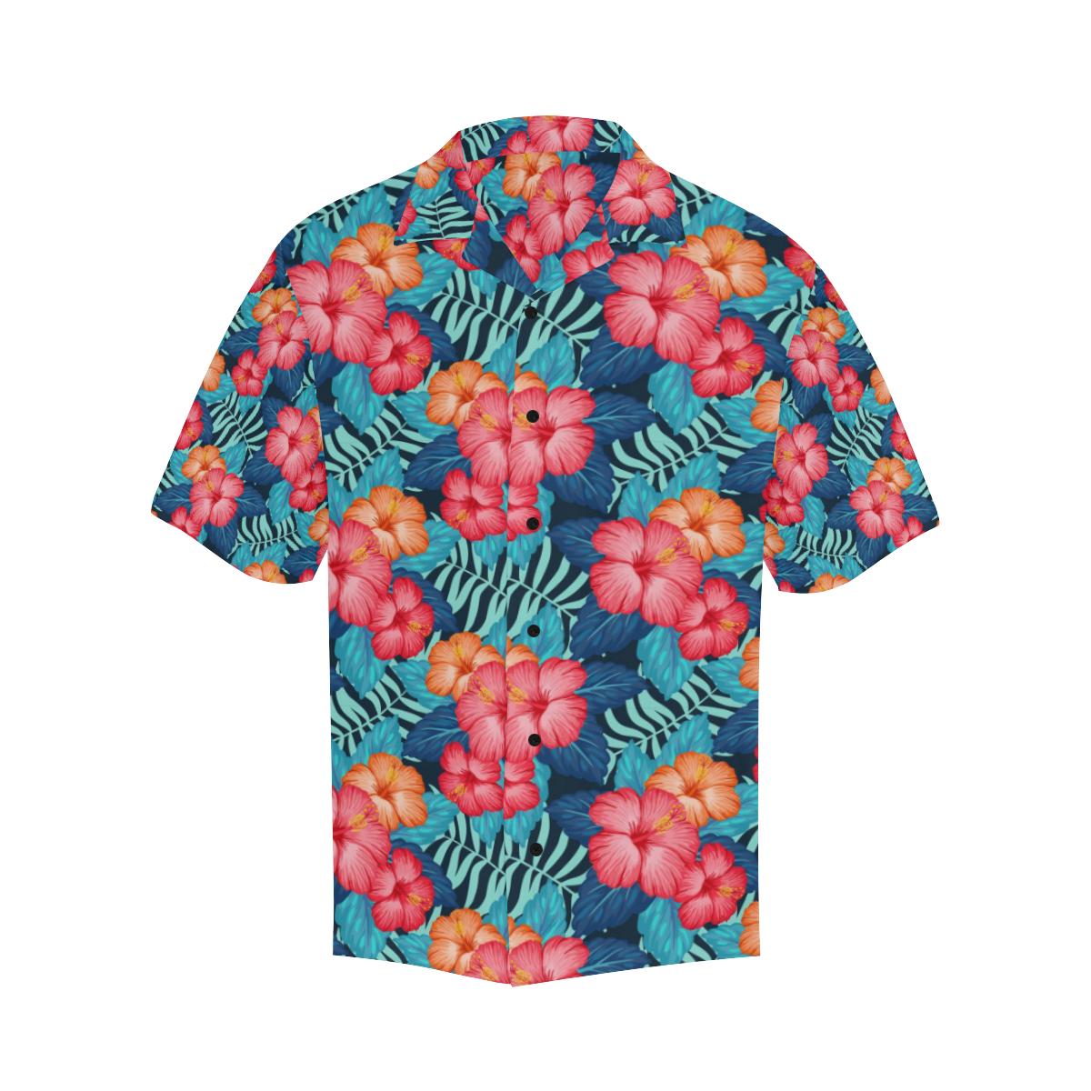 Red Hibiscus Pattern Print Design HB02 Men Hawaiian Shirt-JorJune