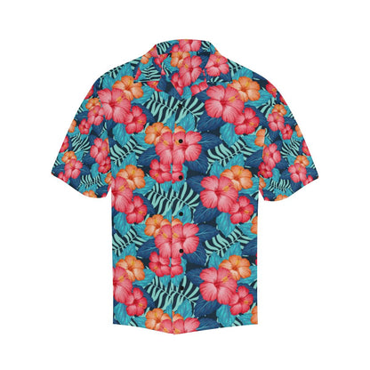 Red Hibiscus Pattern Print Design HB02 Men Hawaiian Shirt-JorJune