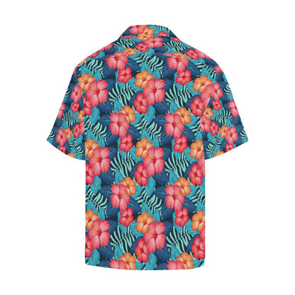 Red Hibiscus Pattern Print Design HB02 Men Hawaiian Shirt-JorJune