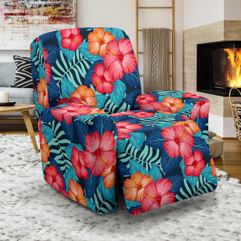 Red Hibiscus Pattern Print Design HB02 Recliner Slipcover-JORJUNE.COM