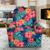 Red Hibiscus Pattern Print Design HB02 Recliner Slipcover-JORJUNE.COM